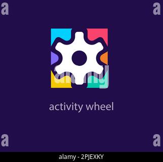 Farbenfrohes Getrieberad-Logo. Einzigartige Farbübergänge. Vorlage für Logo von Creative Engineering Gear. vektor. Stock Vektor