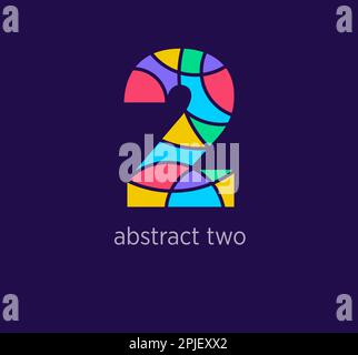 Modernes abstraktes Symbol mit zwei numerischen Logos. Einzigartige Farbübergänge. Farbenfrohe 2-Zahlenvorlage. vektor. Stock Vektor