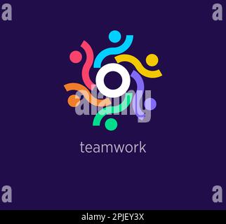 Kreatives Teamwork Logo-Design. Moderne Designfarbe. Zyklische Human-Logo-Vorlage. vektor. Stock Vektor
