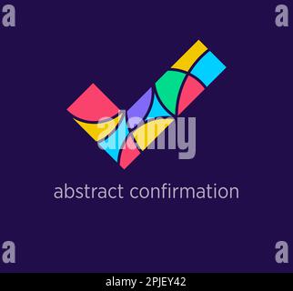 Modernes Logo mit abstraktem Karomuster. Einzigartige Farbübergänge. Farbenfrohe Vorlage für Genehmigungslogo für Schecks. vektor. Stock Vektor