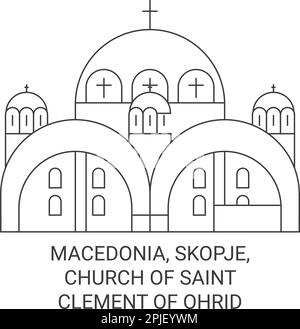 Mazedonien, Skopje, Kirche des Heiligen Klement von Ohrid Reise-Wahrzeichen-Vektordarstellung Stock Vektor