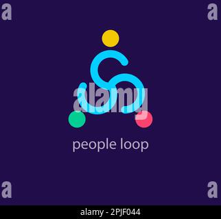 Modern People Loop Logo. Einzigartige Farbübergänge. Logo-Vorlage für zyklische Linien und Verbindungen. vektor Stock Vektor