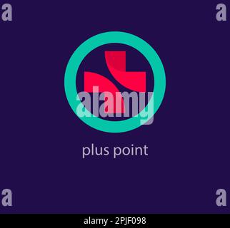 Modern Health plus Logo. Einzigartige Farbübergänge. Health PLUS-Logo-Vorlage im runden Button. vektor Stock Vektor