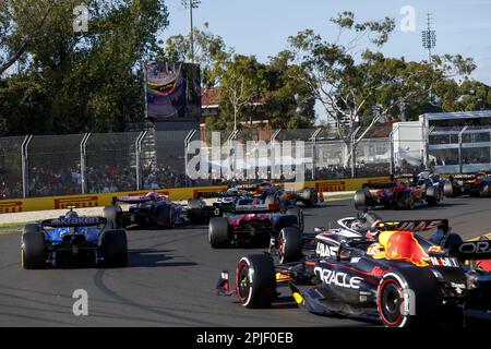 Beginn des Rennens, Abfahrt während der Formel 1 Rolex Australian Grand Prix 2023, 3. Runde der Formel-1-Weltmeisterschaft 2023 vom 31. März bis 2. April 2023 auf dem Albert Park Circuit in Melbourne, Australien - Foto: Dppi/DPPI/LiveMedia Stockfoto