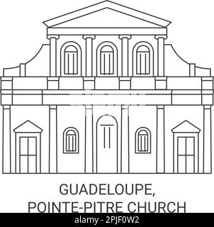 Guadeloupe, Pointepitre Kirche reisen als Vektorbild für Wahrzeichen Stock Vektor