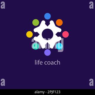 Einzigartiges Life Coach Logo. Trendfarbübergänge. Logo-Vorlage für das Community Support Team. vektor Stock Vektor