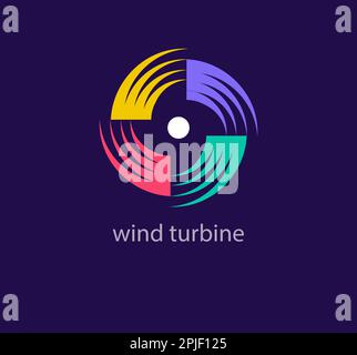 Windturbine Logo. Modernes lineares und farbenfrohes Design. Logo-Vorlage. Elegant, luxuriös, erstklassig Stock Vektor