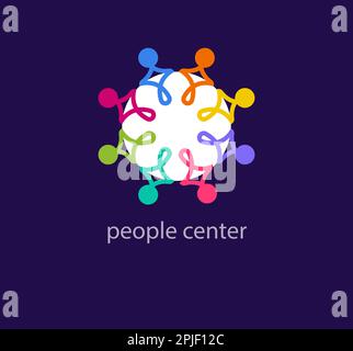 Modernes People Center-Logo. Einzigartige Farbübergänge. Logovorlage „Linear Human Center“. vektor. Stock Vektor