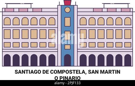 Spanien, Santiago De Compostela, San Martin Pinario Reise Landmark Vector Illustrations Stock Vektor