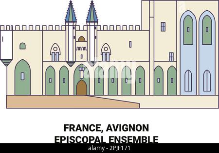 Frankreich, Avignon, Episkopal Ensemble Reise Landmark Vektordarstellung Stock Vektor