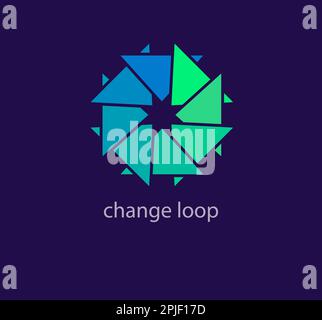 Modernes zyklisches Dreieck-Logo. Einzigartige Farbübergänge. Farbenfrohe Logovorlage für den Wechselzyklus. vektor. Stock Vektor