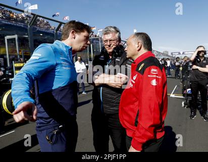 VASSEUR Frederic (FRA), Teamleiter und Geschäftsführer der Scuderia Ferrari, Portrait SZAFNAUER Otmar, Teamleiter des Alpine F1 Teams, Portrait VOWLES James, Teamleiter von Williams Racing, Portrait während des Formel 1 Rolex Australian Grand Prix 2023, 3. Runde der Formel-1-Weltmeisterschaft 2023 vom 31. März bis 2. April 2023 auf dem Albert Park Circuit in Melbourne, Australien – Foto: Dppi/DPPI/LiveMedia Stockfoto