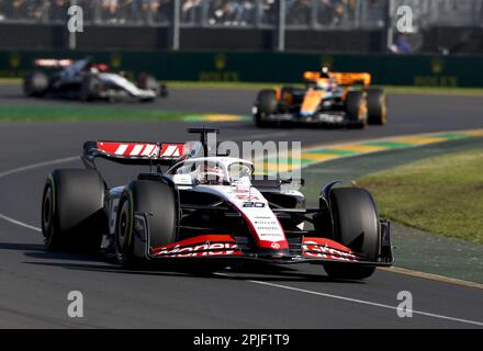 20 MAGNUSSEN Kevin (den), Haas F1 Team VF-23 Ferrari, Action während der Formel 1 des australischen Grand Prix 2023, 3. Runde der Formel-1-Weltmeisterschaft 2023 vom 31. März bis 2. April 2023 auf dem Albert Park Circuit in Melbourne, Australien – Foto: Dppi/DPPI/LiveMedia Stockfoto