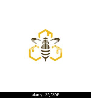 Bee and Hive Logo oder Icon-Design Stock Vektor