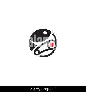 Fish and Conveyor Logo oder Icon-Design Stock Vektor