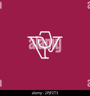 Logo mit V- und Weinglas oder Symboldesign Stock Vektor