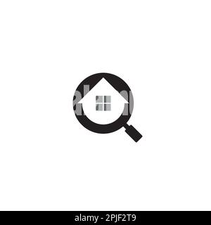 Lupe und Haus Logo oder Icon-Design Stock Vektor