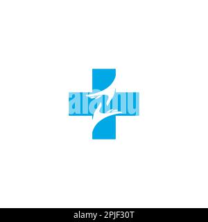 Medical Cross and Hands Logo oder Icon-Design Stock Vektor
