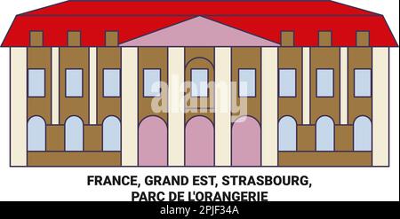 Frankreich, Grand Est, Straßburg, Parc de L'orangerie Reise-Wahrzeichen-Vektordarstellung Stock Vektor