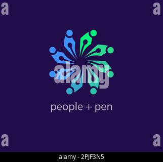 Spinning Pen Men modernes Logo. Einzigartige Farbübergänge. Stiftschlaufe-Logo-Vorlage. vektor. Stock Vektor
