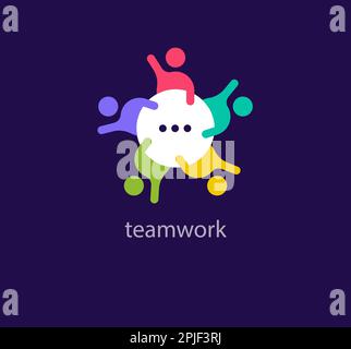 Einzigartiges Teamwork-Logo. Moderne Farbübergänge. Studie im Bildungsbereich rund um die Vorlage für das Tischlogo. vektor. Stock Vektor