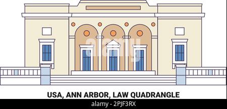 USA, Ann Arbor, Law Quadrangle, Reise-Wahrzeichen-Vektordarstellung Stock Vektor