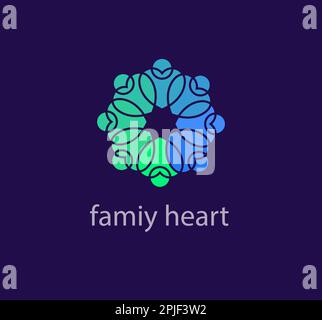Idee von ​​teamwork from Heart und Solidarity from People Logo. Einzigartige Farbübergänge. Vorlage für Personen-Logo. vektor. Stock Vektor