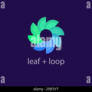 Leaves und Looping-Logo. Einzigartige Farbübergänge. Logo-Vorlage für das Unternehmen Corporate Healthcare. vektor Stock Vektor