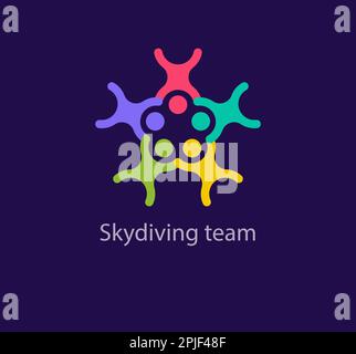 Einzigartiges Skydiving Team-Logo. Moderne Farbübergänge. Logovorlage für Sportveranstaltungszyklus. vektor. Stock Vektor