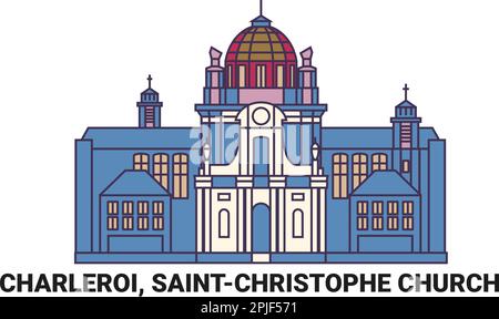 Belgien, Charleroi, Saintchristophe Kirche, Reise-Wahrzeichen-Vektordarstellung Stock Vektor