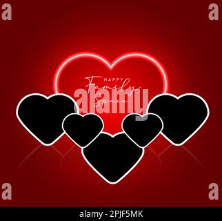 Happy Valentine's Day Ready, moderne Designvorlage. Schriftzug im Herzen. Leerer Fotoraum. 14. Februar Valentinstag-Collage. Stock Vektor