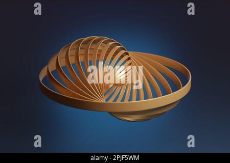 Konzentrische Ringe, die sich selbst zudrehen. 3D Abbildung. Stockfoto