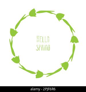 Handgezeichneter Vektorrahmen von Federtulpen Stock Vektor