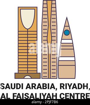 Saudi-Arabien, Riad, Al Faisaliyah Centre Reiseziel Vektordarstellung Stock Vektor