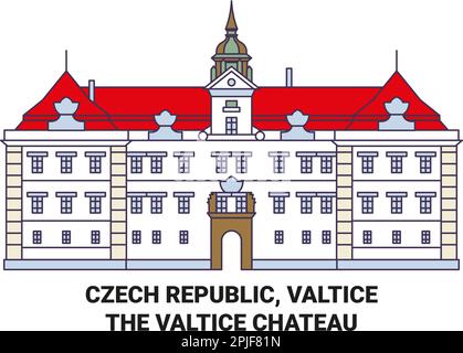 Tschechische Republik, Valticedas Schloss Valtice Reise Wahrzeichen Vektordarstellung Stock Vektor