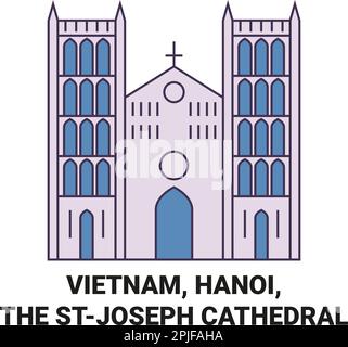 Vietnam, Hanoi, die Stjoseph-Kathedrale reisen als Vektorbild Stock Vektor