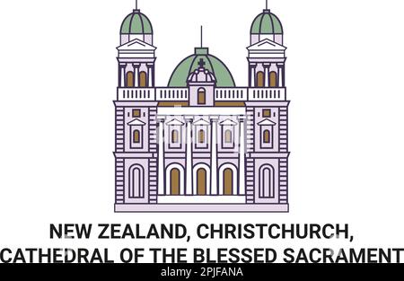 Neuseeland, Christchurch, Kathedrale des Heiligen Sakraments reisen als Vektorbild Stock Vektor