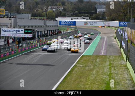 Vallelunga 'Piero Taruffi' Circuit, Rennwochenende, 2. 2023. April, Italien. Motorsport Mitjet 2L Italia, Beginn des Rennens 3. Foto: Fabio Pagani/Alamy Live News Stockfoto