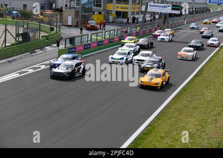 Vallelunga 'Piero Taruffi' Circuit, Rennwochenende, 2. 2023. April, Italien. Motorsport Mitjet 2L Italia, Beginn des Rennens 3. Foto: Fabio Pagani/Alamy Live News Stockfoto