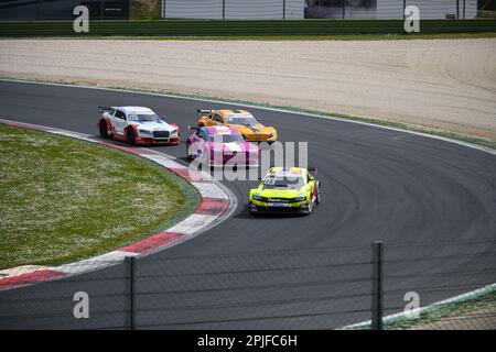 Vallelunga 'Piero Taruffi' Circuit, Rennwochenende, 2. 2023. April, Italien. Motorsport Mitjet 2L Italia, Gruppenaktion an der Reihe während des Rennens 3. Foto: Fabio Pagani/Alamy Live News Stockfoto