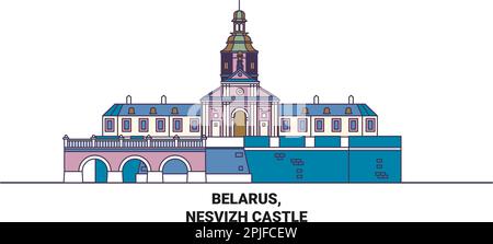 Weißrussland, Nesvizh Castle Reise Wahrzeichen Vektordarstellung Stock Vektor