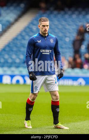 Ryan Kent, englischer Footballspieler, spielt Winger für die Rangers Footballmannschaft, Glasgow, Schottland. Ein Bild, das bei einem Training im Ibrox Park, Glas, aufgenommen wurde Stockfoto