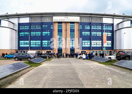 Das Falkirk Stadium, das Heimstadion des Falkirk FC, wird als Veranstaltungsort für zahlreiche gesellschaftliche Veranstaltungen genutzt, Grangemouth, Falkirk, Schottland, Großbritannien Stockfoto