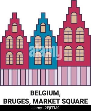 Vektorgrafik für Belgien, Brügge, Marktplatz Stock Vektor