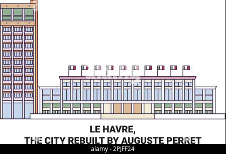 Frankreich, Le Havre, die Stadt, die von Auguste Perret umgebaut wurde, ist eine Vektordarstellung Stock Vektor