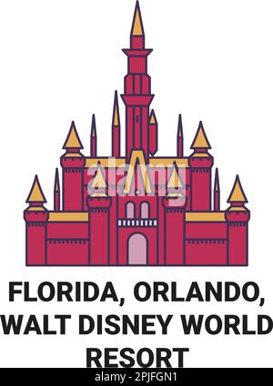 USA, Florida, Orlando, Walt Disney World Resort Reise Wahrzeichen Vektordarstellung Stock Vektor