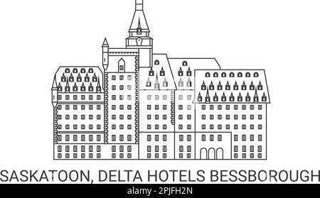 Kanada, Saskatoon, Delta Hotels Bessborough, Reise Landmark Vector Illustration Stock Vektor