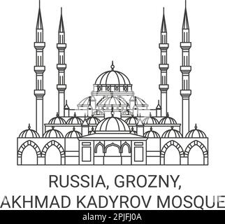 Russland, Grosny, Akhmad-Kadyrov-Moschee reisen Wahrzeichen-Vektordarstellung Stock Vektor