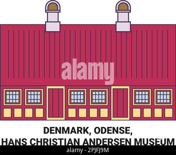 Dänemark, Odense, Hans Christian Andersen Museum reisen Wahrzeichen Vektordarstellung Stock Vektor