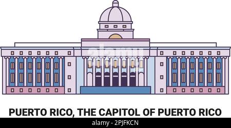 Puerto Rico, die Hauptstadt von Puerto Rico, Reise-Wahrzeichen-Vektordarstellung Stock Vektor